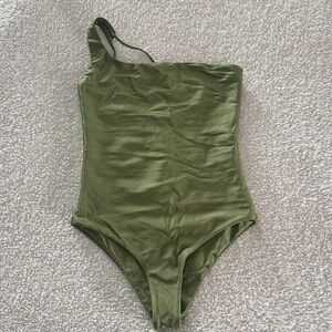 Jade Olive Green Apex One-Shoulder One-Piece Swimsuit